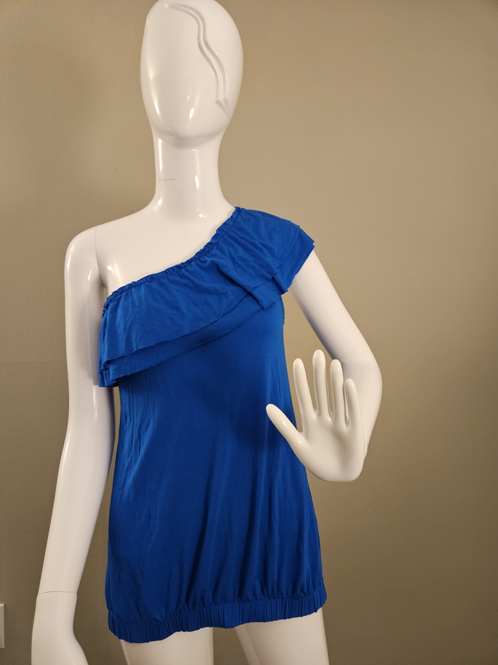 pitaya Women's One-Shoulder Blouse in Blue Like New